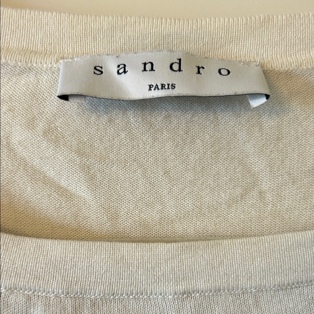 Sandro Paris Ivory Knit Oversized Top EUC - Picture 2 of 4